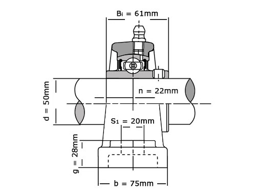IBB Lagerblok Staand UCP310 (50mm)