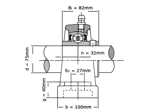 IBB Lagerblok Staand UCP315 (75mm)