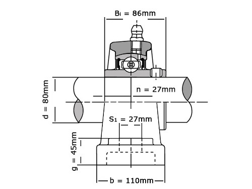 IBB Lagerblok Staand UCP316 (80mm)