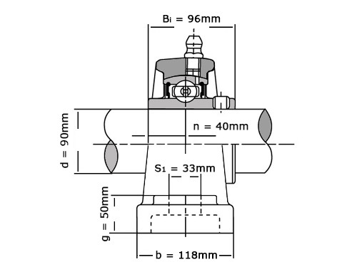 IBB Lagerblok Staand UCP318 (90mm)