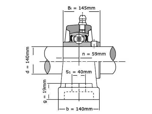 IBB Lagerblok Staand UCP328 (140mm)