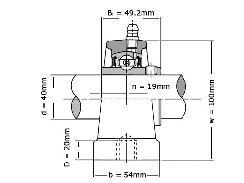 IBB Lagerblok Kunststof Behuizing Blauw Staand TP-UCPA208 RVS (40mm)