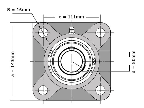 IBB Lagerblok Vierkant UCF210 RVS (50mm)