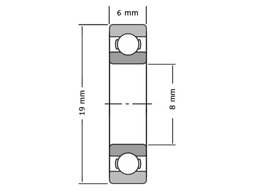 IBB Miniatuur Kogellager 698 (8x19x6mm)