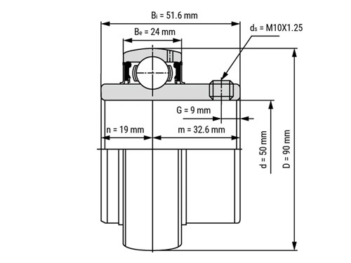 IBB Insert Lager UC210 RVS (50mm)