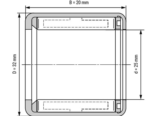INA Vrijloop Naaldhulslager HF2520 L564 (25x32x20mm)