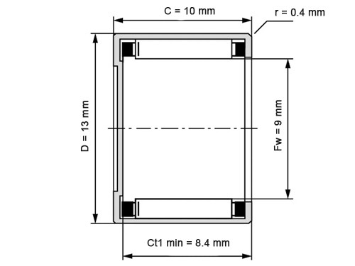 INA Naaldhulslager 1-Zijdig Gesloten BK0910 (9x13x10mm)