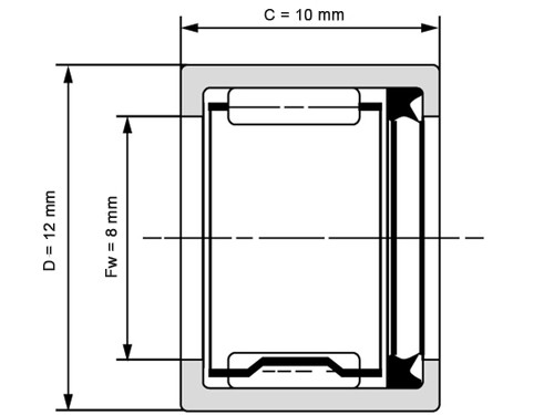 INA Naaldhulslager HK0810 RS FPM L271 (8x12x10mm)