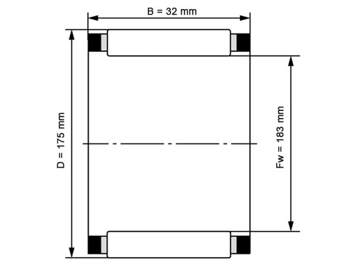 INA Naaldhulslager K175X183X32 (175x183x32mm)