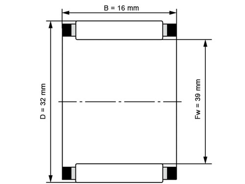INA Naaldhulslager K32X39X16 (32x39x16mm)