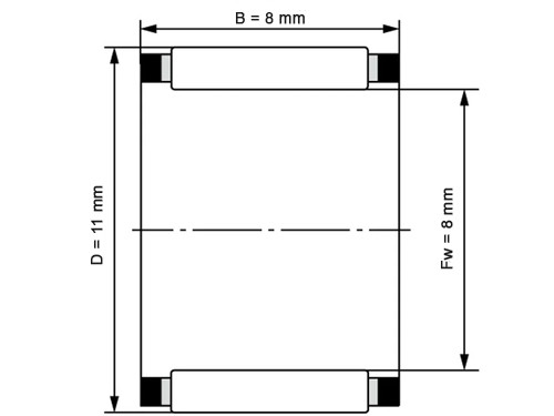 INA Naaldhulslager K8X11X8 TV (8x11x8mm)