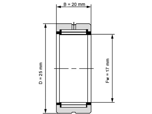NKE Naaldhulslager NK17/20 (17x25x20mm)