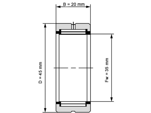 NKE Naaldhulslager NK35/20 TVP (35x45x20mm)