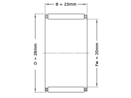 INA Naaldlager K20x28x25 A 0-7 (20x28x25mm)