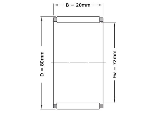 SKF Naaldlager K 72X80X20 (72x80x20mm)