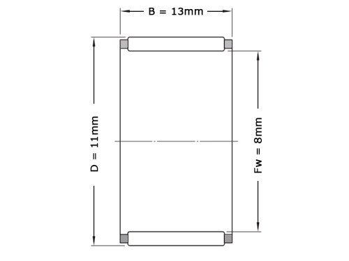 INA Naaldlager K8x11x13 TV 0-7 (8x11x13mm)