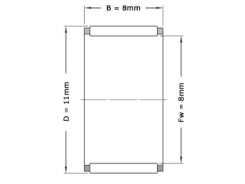 NTN Naaldlager K8x11x8 T2 (8x11x8mm)
