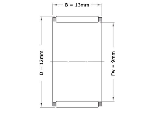 INA Naaldlager K9x12x13 TV (9x12x13mm)