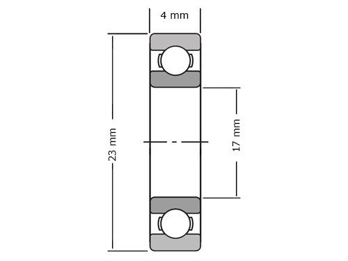 IBB Kogellager 61703 2RS RVS (17x23x4mm)