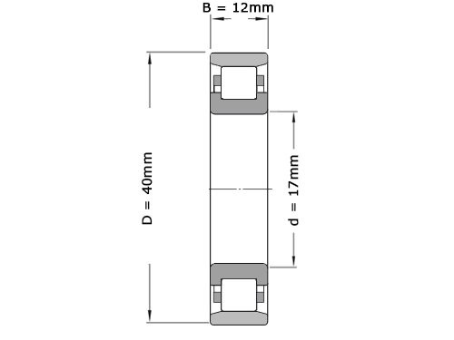 NKE Cilinderlager Eenrijig N203 E TVP (17x40x12mm)