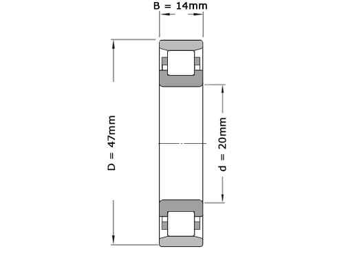 Foto van NKE Cilinderlager Eenrijig N204 E TVP (20x47x14mm) NKE Cilinderlager Eenrijig N204 E TVP (20x47x14mm)