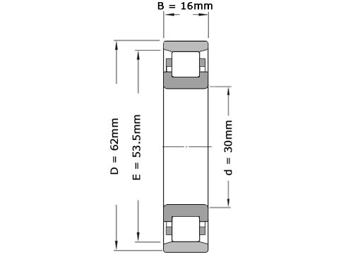 Nachi Cilinderlager Eenrijig N206 (30x62x16mm)