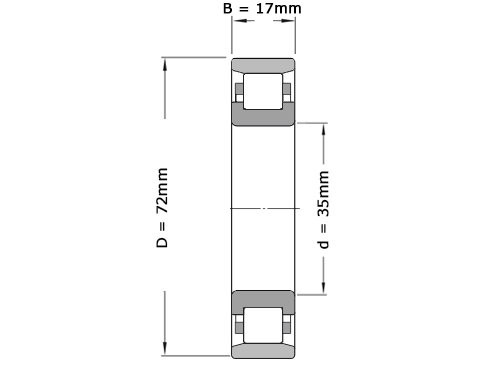 Foto van NKE Cilinderlager Eenrijig N207 E TVP (35x72x17mm) NKE Cilinderlager Eenrijig N207 E TVP (35x72x17mm)