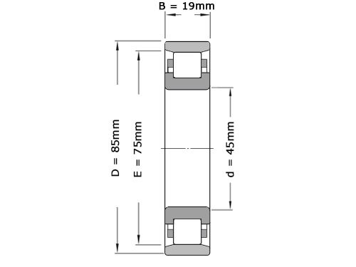 Foto van NSK Cilinderlager Eenrijig N209 ET (45x85x19mm) NSK Cilinderlager Eenrijig N209 ET (45x85x19mm)