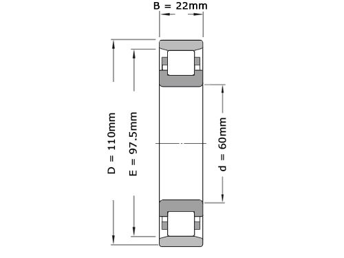 NSK Cilinderlager Eenrijig N212 W (60x110x22mm)