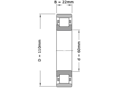 NKE Cilinderlager Eenrijig N212 E TVP (60x110x22mm)