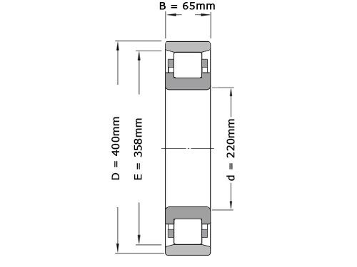 Foto van FAG Cilinderlager Eenrijig N244 E M1 (220x400x65mm) FAG Cilinderlager Eenrijig N244 E M1 (220x400x65mm)