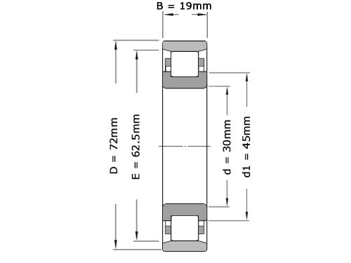 FAG Cilinderlager Eenrijig N306 E TVP2 C3 (30x72x19mm)