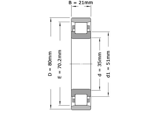 Foto van FAG Cilinderlager Eenrijig N307 E TVP2 (35x80x21mm) FAG Cilinderlager Eenrijig N307 E TVP2 (35x80x21mm)