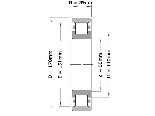 SKF Cilinderlager Eenrijig N316 ECP (80x170x39mm)