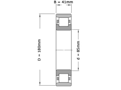 Foto van NKE Cilinderlager Eenrijig N317 E TVP (85x180x41mm) NKE Cilinderlager Eenrijig N317 E TVP (85x180x41mm)