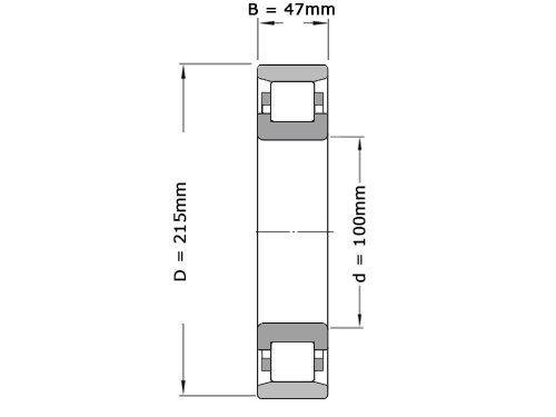 NKE Cilinderlager Eenrijig N320 E TVP C3 (100x215x47mm)