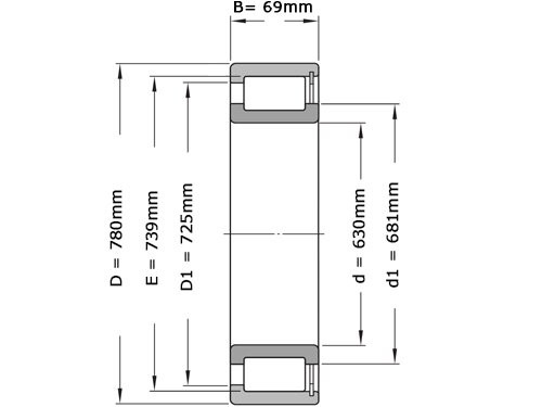 NKE Cilinderrollager Eenrijig Volrollig NCF18/630 V R260&300 (630x780x69mm)
