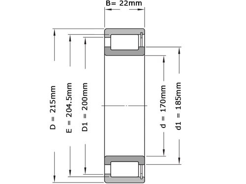 NKE Cilinderrollager Eenrijig Volrollig NCF1834 V (170x215x22mm)