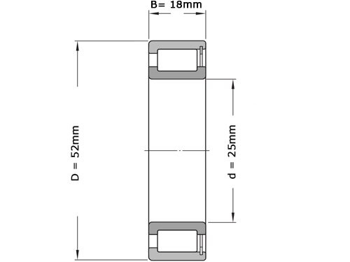 Foto van IBB Cilinderrollager Eenrijig Volrollig NCF2205 V C3 (25x52x18mm) IBB Cilinderrollager Eenrijig Volrollig NCF2205 V C3 (25x52x18mm)
