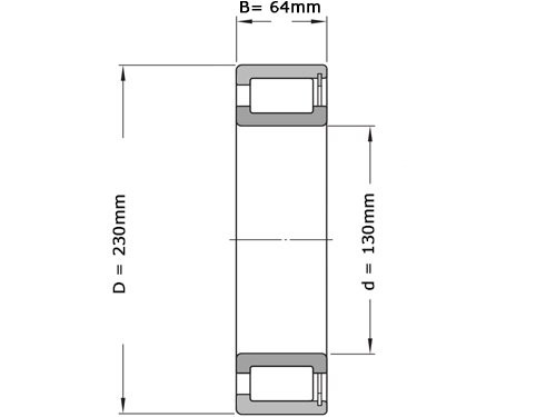 Foto van IBB Cilinderrollager Eenrijig Volrollig NCF2226 V C3 (130x230x64mm) IBB Cilinderrollager Eenrijig Volrollig NCF2226 V C3 (130x230x64mm)