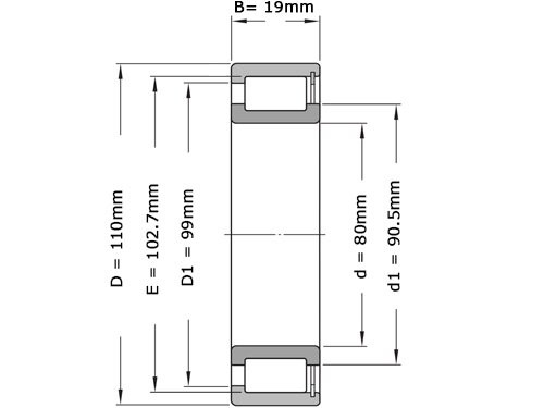 Foto van SKF Cilinderlager Eenrijig NCF2916 CV (80x110x19mm) SKF Cilinderlager Eenrijig NCF2916 CV (80x110x19mm)