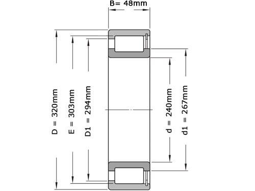 Foto van SKF Cilinderlager Eenrijig NCF2948 CV (240x320x48mm) SKF Cilinderlager Eenrijig NCF2948 CV (240x320x48mm)