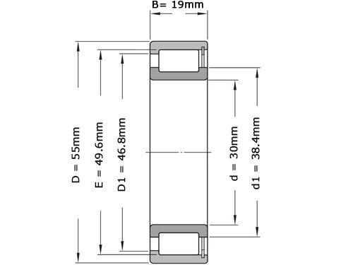 Foto van NKE Cilinderlager Eenrijig Volrollig NCF3006 V C3 (30x55x19mm) NKE Cilinderlager Eenrijig Volrollig NCF3006 V C3 (30x55x19mm)