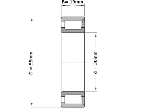 IBB Cilinderrollager Eenrijig Volrollig NCF3006 V (30x55x19mm)