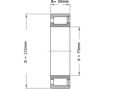 Foto van IBB Cilinderrollager Eenrijig Volrollig NCF3015 V C3 (75x115x30mm) IBB Cilinderrollager Eenrijig Volrollig NCF3015 V C3 (75x115x30mm)