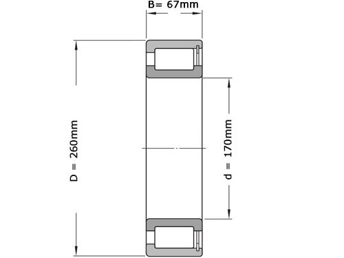 Foto van IBB Cilinderrollager Eenrijig Volrollig NCF3034 V (170x260x67mm) IBB Cilinderrollager Eenrijig Volrollig NCF3034 V (170x260x67mm)