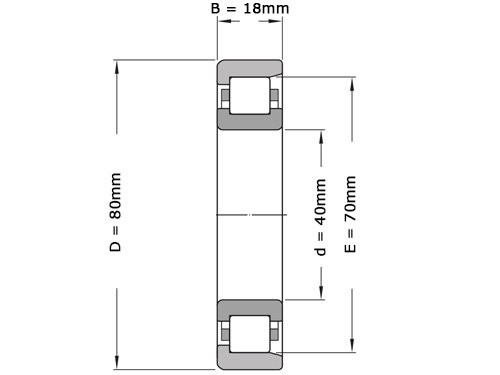 NSK Cilinderlager Eenrijig NF208 W (40x80x18mm)