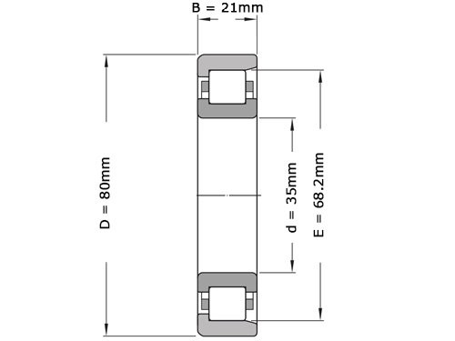 Nachi Cilinderlager Eenrijig NF307 (35x80x21mm)