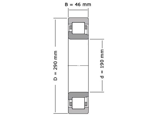 Foto van FAG Cilinderlager Eenrijig NJ1038 M1A C3 (190x290x46mm) FAG Cilinderlager Eenrijig NJ1038 M1A C3 (190x290x46mm)