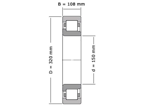 Foto van NKE Cilinderlager Eenrijig NJ2330 E M6 C3 (150x320x108mm) NKE Cilinderlager Eenrijig NJ2330 E M6 C3 (150x320x108mm)